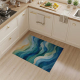 Blue and Teal Layered Teal Blue Ocean Waves Area Rug