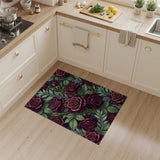 Red Vintage Burgundy Rose Floral Area Rug