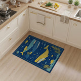 Blue and Teal Whimsical Whale Ocean Kids Area Rug