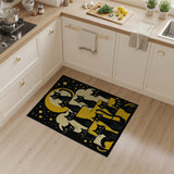 Tower of Black Cats Under Glowing Moon Rug