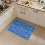 Blue Teal Geometric Swirl Area Rug