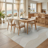 Layered Beige Wave Abstract Area Rug