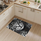Black and White Abstract Cat Portrait Black White Area Rug