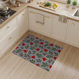 Festive Holly Bells Christmas Pattern Rug