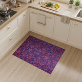 Vibrant Pink Floral on Purple Vintage Rug