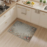 Vintage Pink Peony Floral Frame Rug