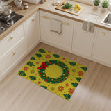 ODIKA Festive Christmas Wreath Washable Area Rug, Non-Slip Low Pile Holiday Carpet for Living Room