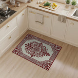 ODIKA Washable Red Traditional Medallion Low Pile Area Rug - Non-Slip & Pet Friendly