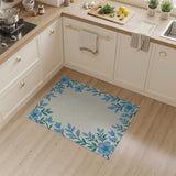 Blue Cosmos Floral Border Area Rug