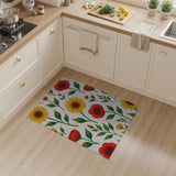 Vibrant Sunflower Poppy Floral Area Rug