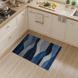 Blue and Teal Geometric Modern Layered Blue Wave Geometric Area Rug