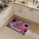 Vibrant Pink Circles Geometric Modern Area Rug