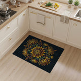Golden Chrysanthemum Floral Area Rug