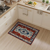 Distressed Red Southwestern Geometric Area Rug