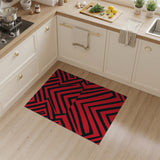 Bold Red Black Geometric Zigzag Area Rug