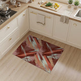 Vibrant Pink Orange Geometric Brushstroke Rug