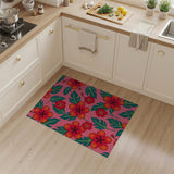 Coastal Beach Vibrant Hibiscus Floral Area Rug