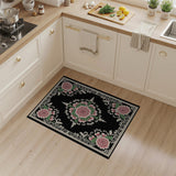 Vintage Pink Rose Floral Medallion Rug