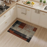 Geometric Modern Patchwork Area Rug in Rust Black Beige