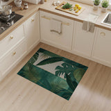Emerald Green Palm Leaf Area Rug with Gold Accents