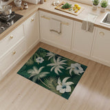 Lush Green Palm Leaf Hibiscus Area Rug