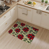 Red Poinsettia Floral Area Rug