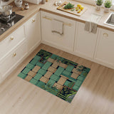 Teal Bamboo Woven Zen Geometric Rug