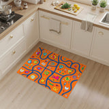 Orange Kids Cartoon Road Map Area Rug