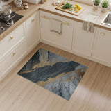 Gold Veined Grey Marble Abstract Area Rug