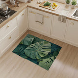 Lush Monstera Leaves Green Boho Chic Area Rug