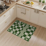 Green Geometric Checkerboard Area Rug