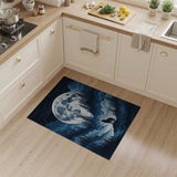 Howling Wolf Full Moon Forest Area Rug