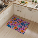 Vibrant Hot Pink Orange Floral Area Rug
