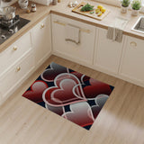 Layered Red Hearts Geometric Area Rug