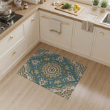 Teal Persian Floral Mandala Area Rug