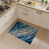 Ocean Waves Crashing Beach Area Rug