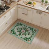 Ornate Mint Green Floral Medallion Rug