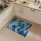 Great Wave Pixelated Blue Area Rug