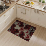 Red Wireframe Hearts Geometric Area Rug
