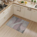 Abstract Pink Grey Wavy Area Rug