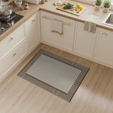 Beige Area Rug with Brown Diamond Border