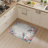Rainbow Unicorn Floral Kids Area Rug