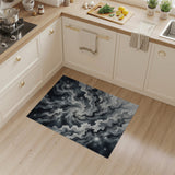 Stellar Nebula Swirl Black White Area Rug