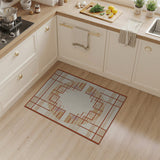 Modern Geometric Cream Rug with Terracotta Grid
