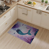 Purple-Haired Mermaid Teal Tail Ocean Rug