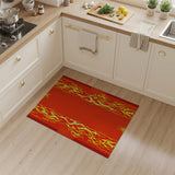 Red Fiery Red Flame Border Area Rug
