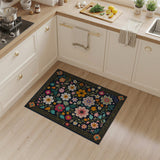 Vibrant Floral Multi-Color Area Rug with Gold Border