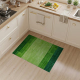 Modern Green Geometric Block Stripe Rug