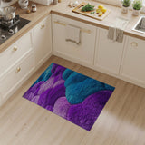 Purple Teal Plush Shag Abstract Rug