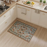 Ivory Persian Area Rug with Orange Floral Motifs